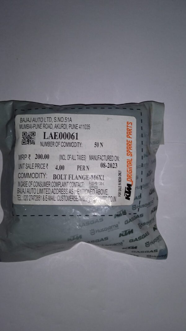 BOLT FLANGE-M6X1XL12XCL 10.9XBLK  KTM - LAE00061 - Image 2