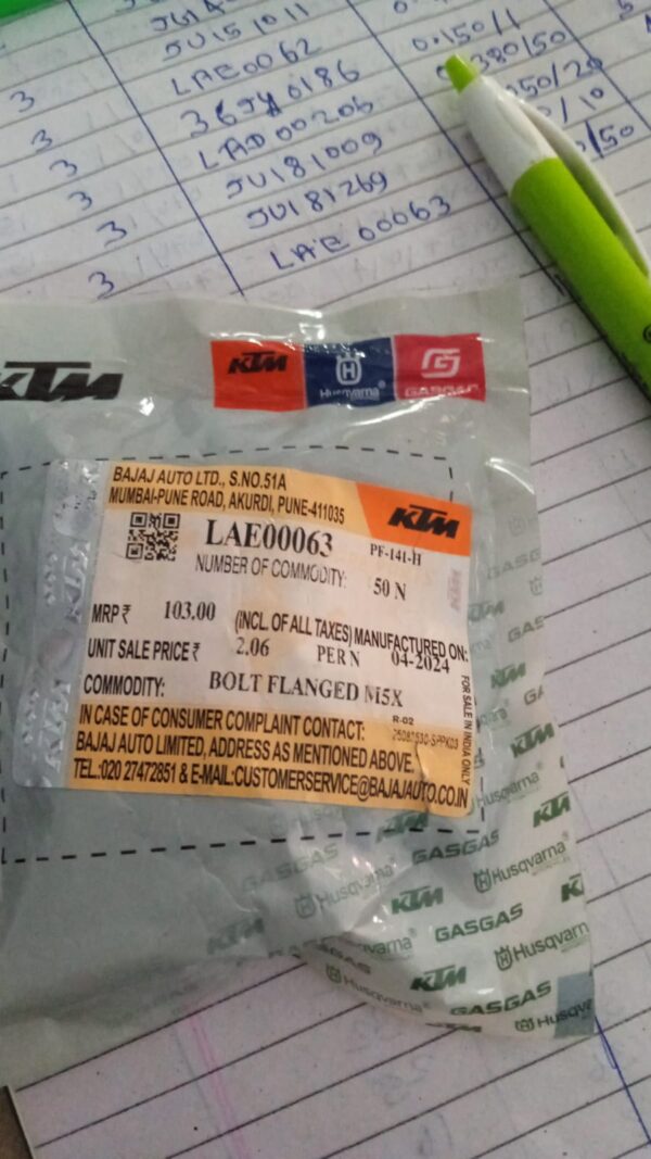 BOLT FLANGE-M5X0.8XL20XCL10.9XBR  KTM - LAE00063 - Image 2