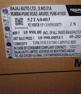 TANK FUELTA171001 CARNIVAL RED DECAL+LQR TRIUMPH -52TA0403