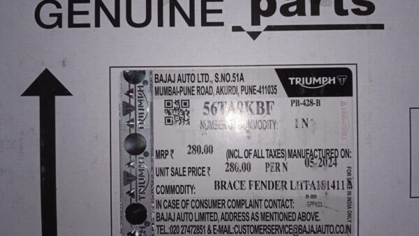 BRACE FENDER LHTA181411 MATT PHANTOM BLK TRIUMPH -56TA9KBF