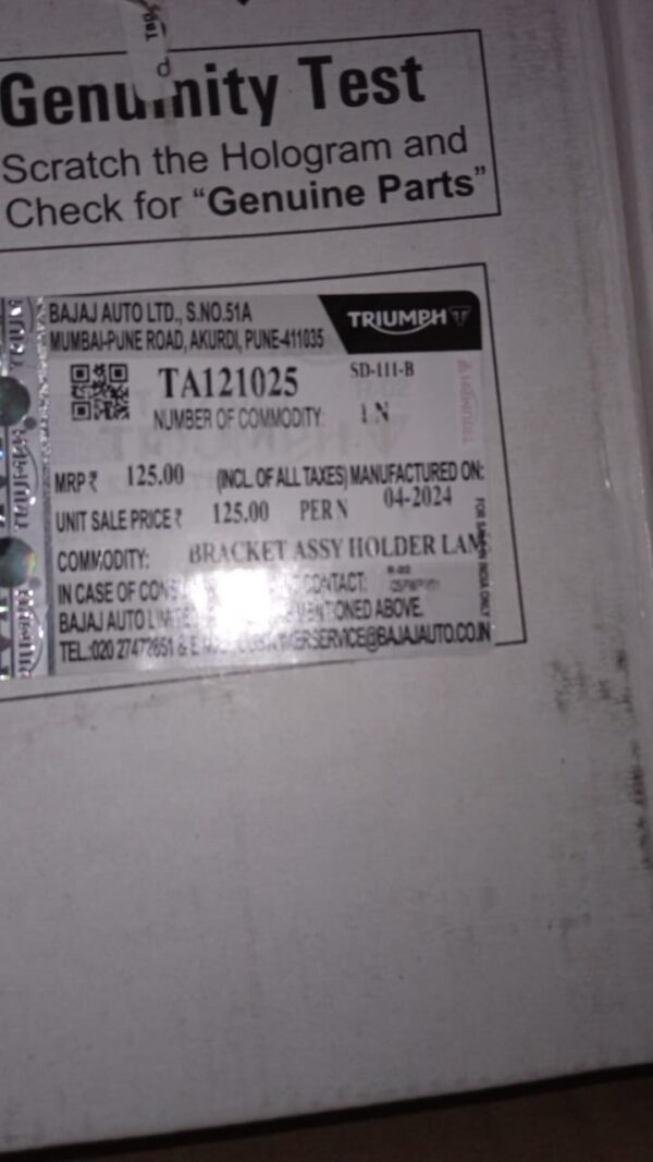 BRACKET ASSY HOLDER LAMP HEAD RH TRIUMPH -TA121025