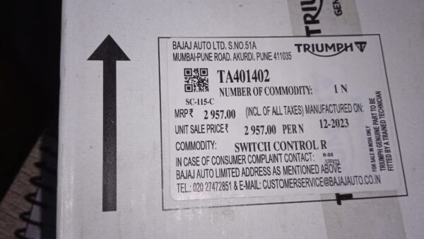 SWITCH CONTROL RH TRIUMPH -TA401402