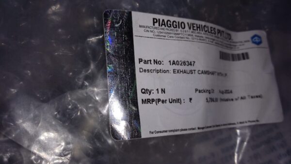 VESPA-EXHAUST CAMSHAFT WITH I.P. -1A026347